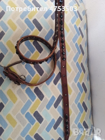 Кафяв колан с камъни естествена кожа , снимка 2 - Колани - 54325194