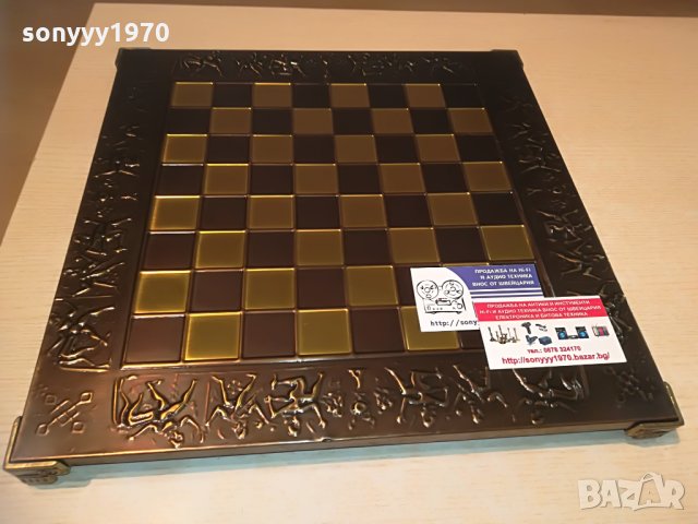 мед/месинг-жестока дъска за шах-внос швеицария 39х39х3см, снимка 2 - Колекции - 29146455