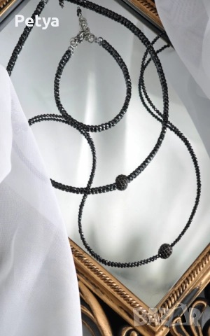 Сет от черни циркони, снимка 2 - Бижутерийни комплекти - 52302372