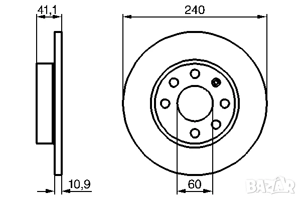 Диск спирачен преден дeсен/ляв за OPEL CORSA C,CORSA C/HATCHBACK 1.0/1.2 09.00-12.09г.№ O1001P, снимка 3 - Части - 50693923