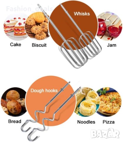 Нов Електрически ръчен миксер бъркалка 5 скорости Неръждаема стомана Кухня Дом, снимка 6 - Други - 42267793