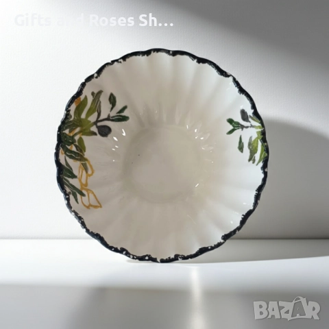 Изящни купички и плата с декор маслини от керамика, снимка 6 - Други - 52965820