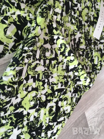 Разпродажба на дамски панталони, панталон цвят лайм/черно/бяло, памук, пролетни/летни стилни, снимка 8 - Панталони - 50220706