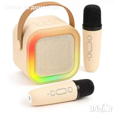 ✨Детска караоке колонка с два микрофона, LED светлини и Bluetooth - 3 цвята, снимка 3 - Музикални играчки - 52765349