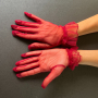 Официални дамски къси тюлени ръкавици цвят бордо 8641, снимка 5