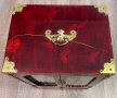 Винтидж китайска кутия за бижута от червено лакирано дърво с резба, снимка 7