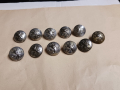 Военни царски метални копчета Царство България - 11 броя