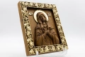 Позлатена релефна икона на Дева Мария от дъб с варак, снимка 2