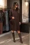 Дамска плетена рокля 6252 с подарък чанта – Chocolate Brown, снимка 1
