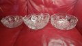 Три кристални купи, бонбониери, фруктиери големи, кръгли, гравюра, снимка 14
