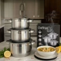 Cheffinger - комплект тенджери от неръждаема стомана – здравина, стил и готвене без компромис, снимка 3