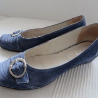 Удобни обувки, естествен велур, 39, сини, снимка 2 - Дамски ежедневни обувки - 31284654
