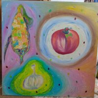 "Кукуруз, домат и чесън", снимка 3 - Картини - 16806560