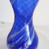 красива стара кристална синя ваза, снимка 2 - Вази - 31977032