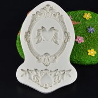 Овална Рамка с декор сърце силиконов молд форма за декор украса торта фондан шоколад и др, снимка 4 - Форми - 23788043