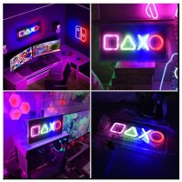 Панел Gamer LED, Лампа за бюро, Neon, USB, 23x12.7см, снимка 3 - Настолни лампи - 42626205