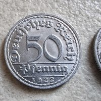 Монети . Германия. 50 пфенига. 1920, 1921, 1922 година. Алуминий. 6 бройки. , снимка 3 - Нумизматика и бонистика - 42863933