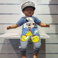 Нов бебешки моряшки сет/лот: комплектче Мики Маус с капитанска шапка, 3-6 месеца, снимка 4 - Комплекти за бебе - 29975086