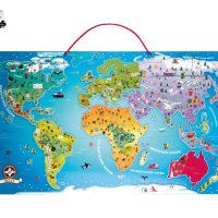 Образователна игра-Дървена магнитна карта на света, снимка 1 - Образователни игри - 42084289