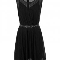 GUESS нова черна рокля с кожена декорация, снимка 1 - Рокли - 30993218