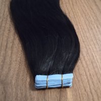 Естествена реми коса на ленти с лепило, снимка 4 - Аксесоари за коса - 40820633