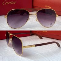 Cartier висок клас мъжки слънчеви очила авиатор с дървени дръжки, снимка 1 - Слънчеви и диоптрични очила - 42814235