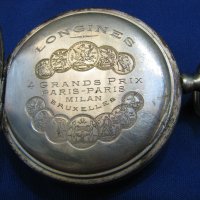 Сребърен джобен часовник Longines, снимка 4 - Антикварни и старинни предмети - 29644571