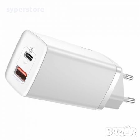 Зарядно за телефон, таблет и др. 2 USB изхода 65W Baseus CCGAN2L-B02 Quick Charge 4.0 Без кабел Бяло, снимка 1
