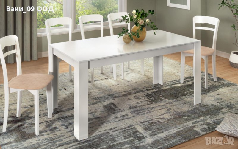 Голяма бяла трапезна маса, снимка 1
