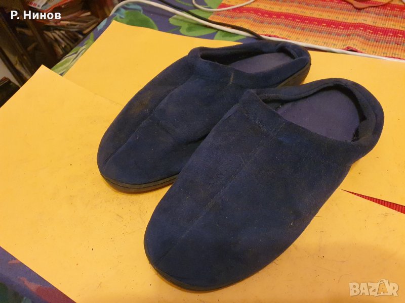 домашни мъжки чехли пантофи 43 номер, цвят тъмно синьо, снимка 1
