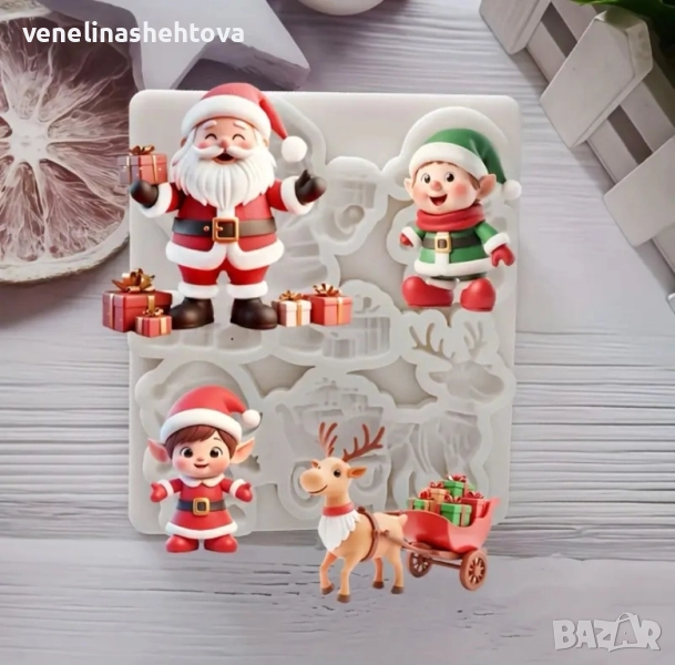 Дядо Коледа елен Силиконов молд форма за фондан гипс смола , снимка 1