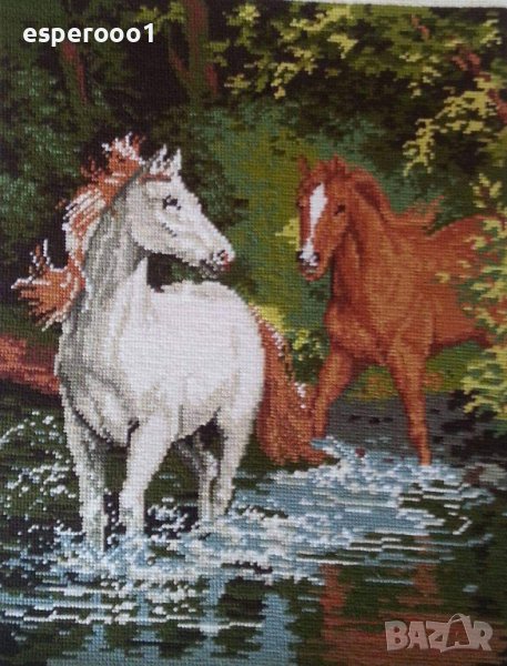 Гоблен Коне в реката, снимка 1