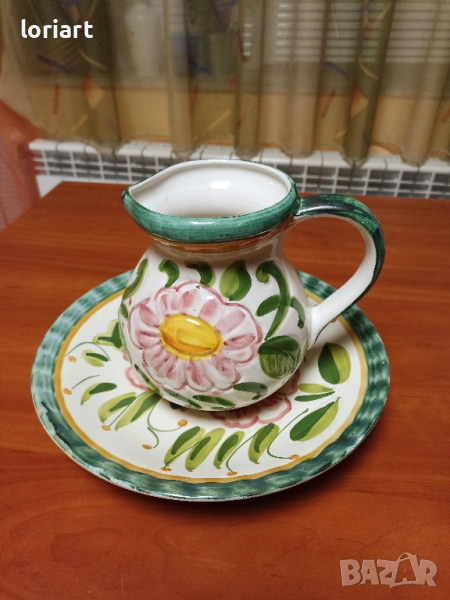 Керамична ваза/кана и чиния, снимка 1