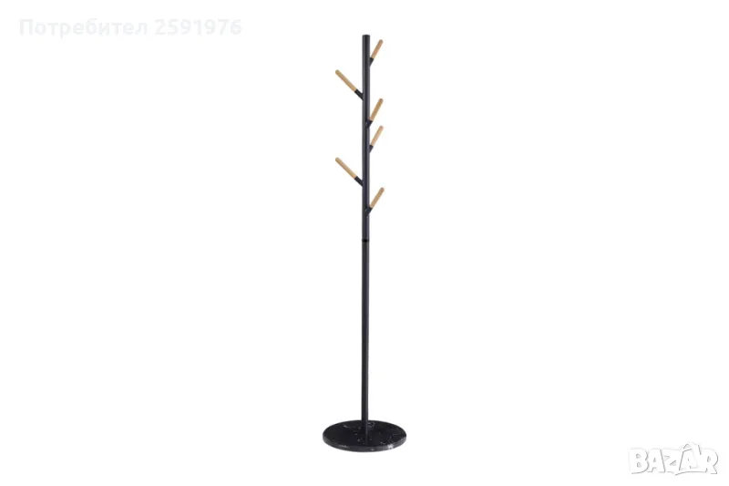 Модерна закачалка Puzzle-home Ponziele, Метал, Черен, D37x174cm, снимка 1