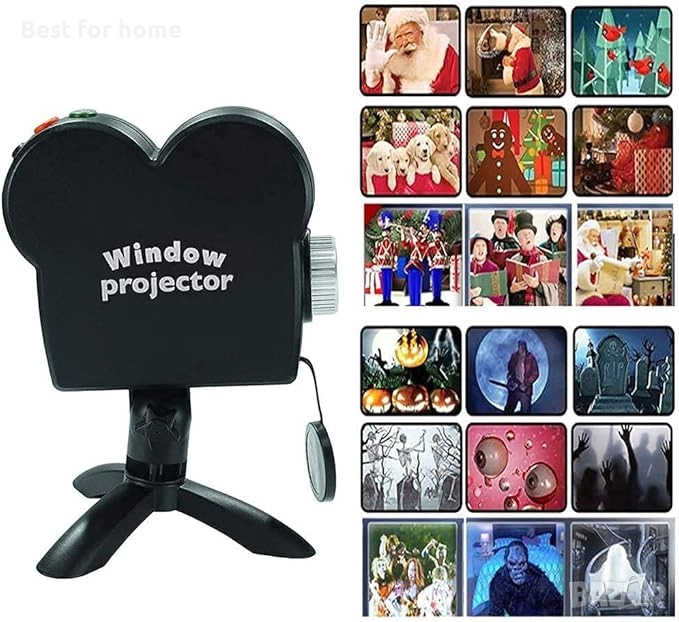 Холограмен проектор YGBrand за Хелоуин, коледна украса,12 филма, снимка 1