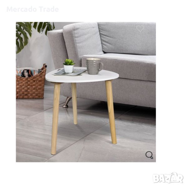 Декоративна помощна маса Mercado Trade, Триъгълна, Бяла, снимка 1