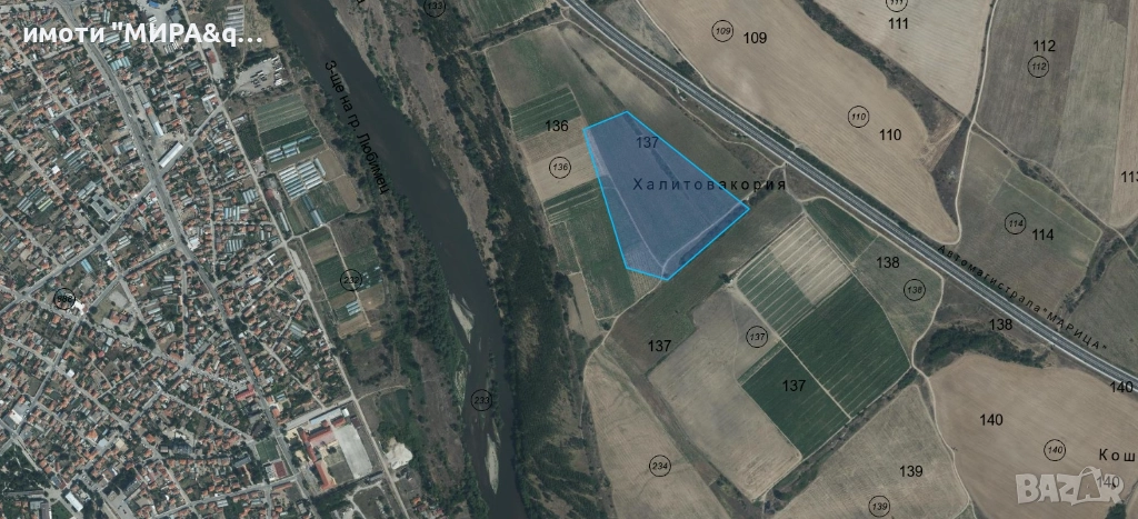 Голям инвестиционен парцел обл. Хасково, общ. Любимец, с. Георги Добрево, м. „Халитова кория“, снимка 1