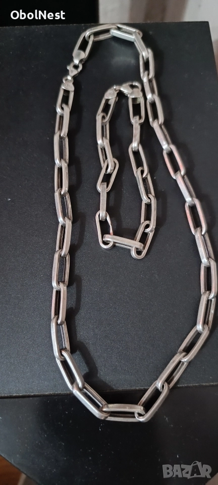 Сребърен ланец и гривна - 35 г (Сребро 925), снимка 1