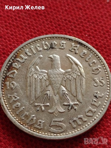 СРЕБЪРНА МОНЕТА 5 райхсмарки 1935г. Германия Трети Райх PAUL von HINDENBURG 74231, снимка 1