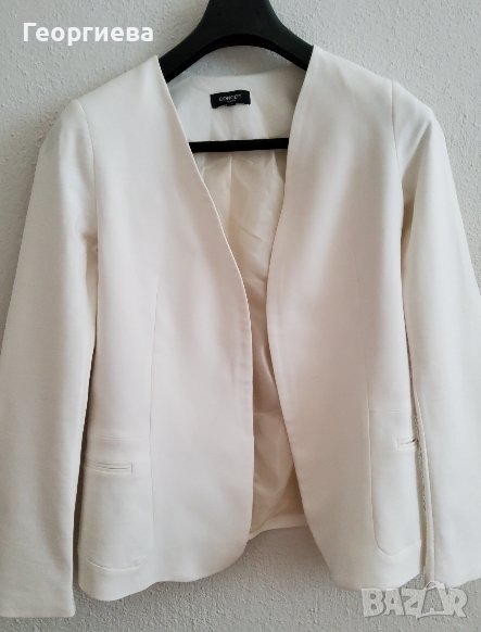 Елегантно бяло сако без ревери, снимка 1