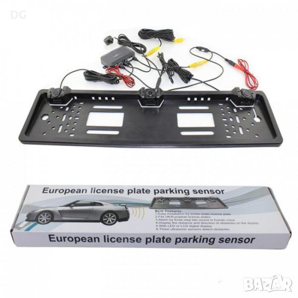 Поставка за номер с камера за задно виждане и парктроник- 2355, снимка 1