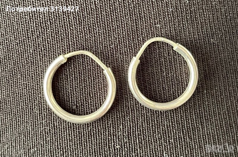 Сребърни обеци халки , снимка 1