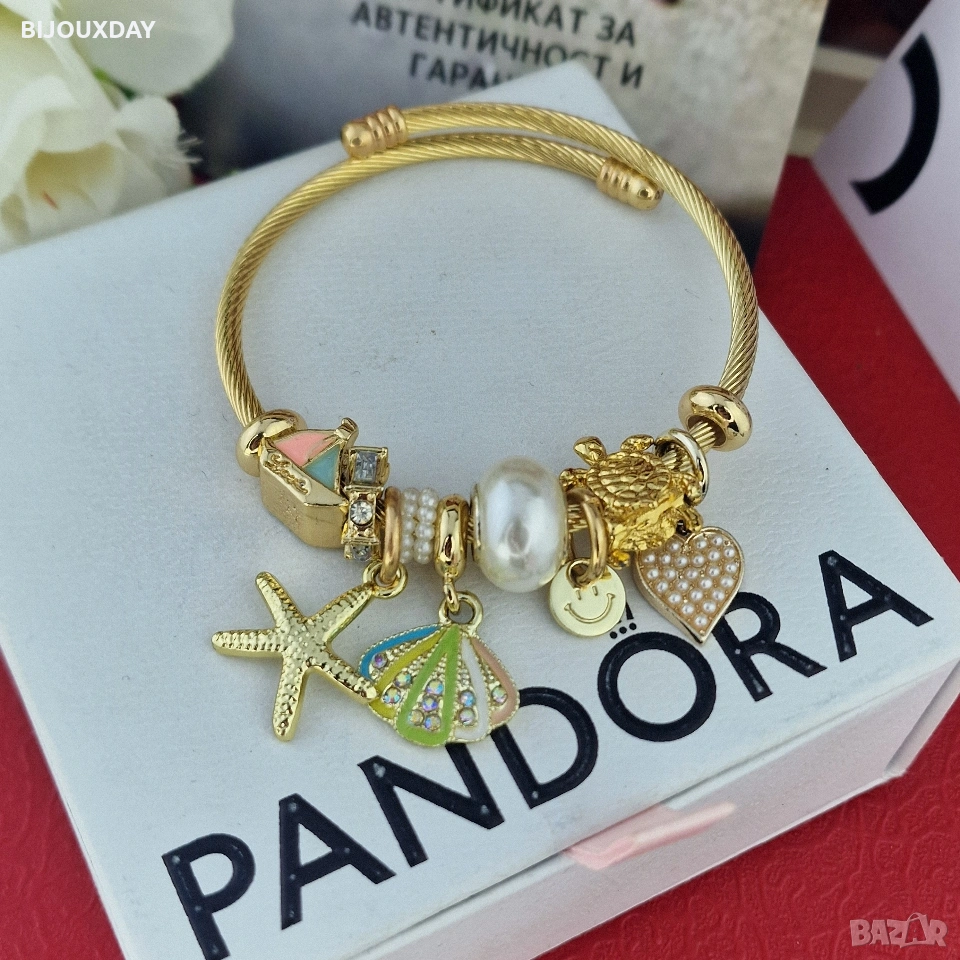 красива гривна с мида от медицинска стомана с 18 карата златно покритие, снимка 1