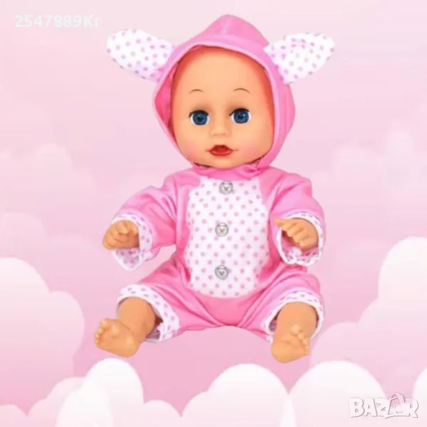 Кукла Бебе Зайче с 4 звука, 30 см, снимка 1