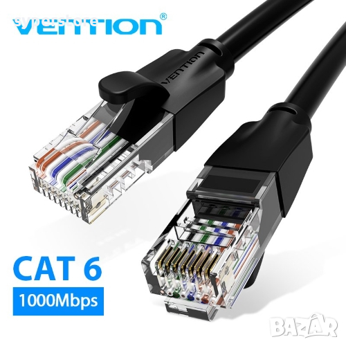 Кабел за Лан мрежа 5м Екраниран Vention IBEBJ LAN UTP CAT-6 Черен, снимка 1