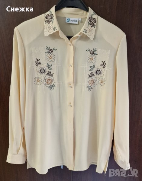 Уникална копринена риза с бродерия , снимка 1