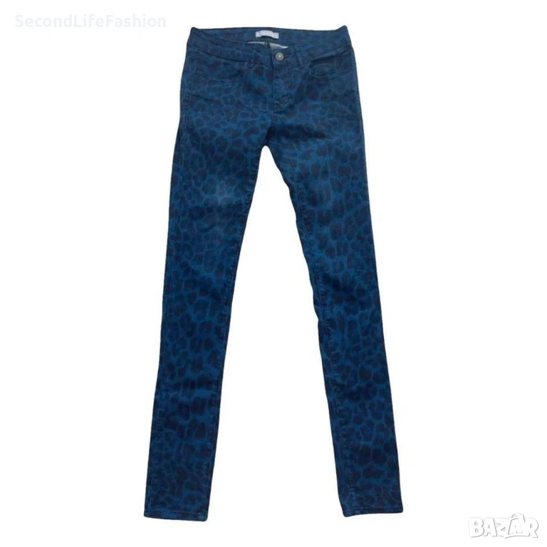 Дамски тесни панталони Samsoe & Samsoe Debra в синьо с леопардов принт размер S, снимка 1