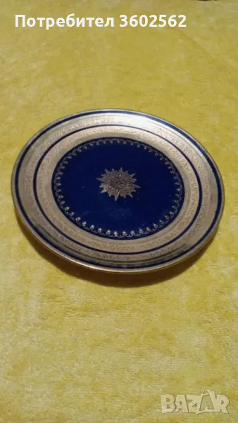 Изключителна  чиния порцелан-кобалт и злато KPM Bavaria, снимка 1