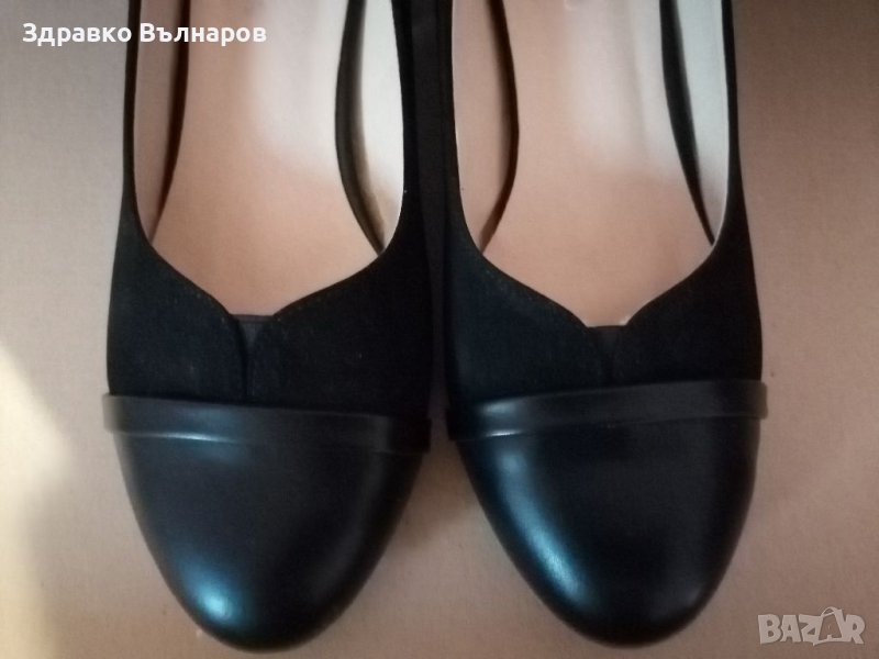Официални дамски черни обувки велур с изкуствена кожа - номер 38, снимка 1