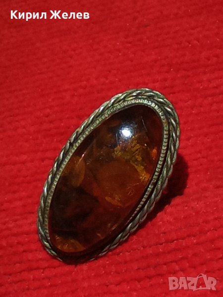 СТАРИНЕН МЕЛХИОРЕН КЕХЛИБАРЕН АРТ ДЕКО ЮВЕЛИРЕН ПРЪСТЕН 100% НАТУРАЛЕН БАЛТИЙСКИ КЕХЛИБАР 12426, снимка 1
